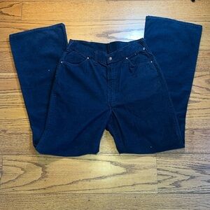 Big Yank Blue Velvet Vintage 1970s Low Rise Flared Leg Pants P